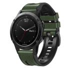 For Garmin Fenix 7X Silicone + Leather Quick Release Watch Band(Army Green) - 1