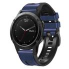 For Garmin Fenix 7X Silicone + Leather Quick Release Watch Band(Dark Blue) - 1