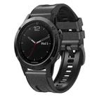 For Garmin Fenix 7X Silicone + Leather Quick Release Watch Band(Charcoal Grey) - 1
