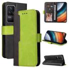 For Xiaomi Redmi K40S / Poco F4 Stitching-color Leather Phone Case(Green) - 1