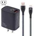 PD 33W USB-C / Type-C+QC 3.0 USB Dual Port Charger with 1m 6A USB to USB-C / Type-C Data Cable, Specification:US Plug(Black) - 1