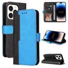 For iPhone 14 Pro Stitching-color Leather Phone Case(Blue) - 1