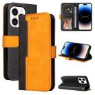 For iPhone 14 Pro Max Stitching-color Leather Phone Case (Orange) - 1