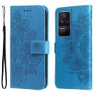 For Xiaomi Redmi K40S / Poco F4 7-petal Flowers Embossing Leather Case(Blue) - 1