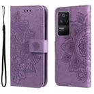 For Xiaomi Redmi K40S / Poco F4 7-petal Flowers Embossing Leather Case(Light Purple) - 1