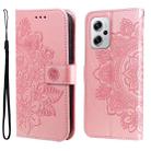 For Xiaomi Redmi Note 11T Pro/Poco X4 GT 7-petal Flowers Embossing Leather Case(Rose Gold) - 1