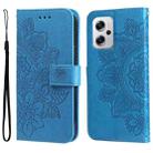 For Xiaomi Redmi Note 11T Pro/Poco X4 GT 7-petal Flowers Embossing Leather Case(Blue) - 1