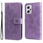 For Xiaomi Redmi Note 11T Pro/Poco X4 GT 7-petal Flowers Embossing Leather Case(Light Purple) - 1