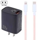 PD 33W USB-C / Type-C+QC 3.0 USB Dual Port Charger with 1m 27W USB-C / Type-C to 8 Pin PD Data Cable, Specification:US Plug(Black+Pink) - 1