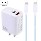 PD 33W USB-C / Type-C+QC 3.0 USB Dual Port Charger with 1m 27W USB-C / Type-C to 8 Pin PD Data Cable, Specification:US Plug(White+Blue) - 1