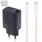 PD 33W USB-C / Type-C+QC 3.0 USB Dual Port Charger with 1m 27W USB-C / Type-C to 8 Pin PD Data Cable, Specification:EU Plug(Black+Pink) - 1