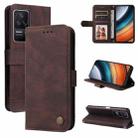 For Xiaomi Redmi K40S / Poco F4 Skin Feel Life Tree Metal Button Leather Case(Brown) - 1