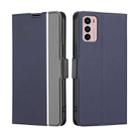 For Motorola Moto G42 Twill Texture Side Button Leather Phone Case(Blue) - 1