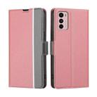 For Motorola Moto G42 Twill Texture Side Button Leather Phone Case(Pink) - 1