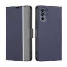 For Motorola Moto G62 5G Twill Texture Side Button Leather Phone Case(Blue) - 1