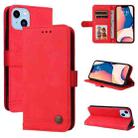 For iPhone 14 Plus Skin Feel Life Tree Leather Case (Red) - 1