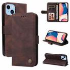 For iPhone 14 Plus Skin Feel Life Tree Leather Case (Brown) - 1