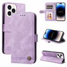 For iPhone 14 Pro Skin Feel Life Tree Leather Case(Purple) - 1