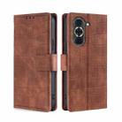 For Huawei nova 10 Pro Skin Feel Crocodile Magnetic Clasp Leather Phone Case(Brown) - 1