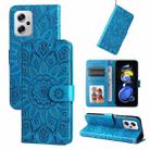 For Xiaomi Redmi Note 11T Pro/Poco X4 GT Embossed Sunflower Leather Phone Case(Blue) - 1