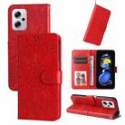 For Xiaomi Redmi Note 11T Pro/Poco X4 GT Embossed Sunflower Leather Phone Case(Red) - 1