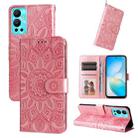 For Infinix Hot 12 Embossed Sunflower Leather Phone Case(Pink) - 1