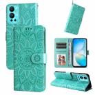 For Infinix Hot 12 Embossed Sunflower Leather Phone Case(Green) - 1