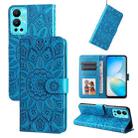 For Infinix Hot 12 Embossed Sunflower Leather Phone Case(Blue) - 1