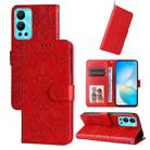 For Infinix Hot 12 Embossed Sunflower Leather Phone Case(Red) - 1