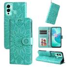 For Infinix Hot 12 Play Embossed Sunflower Leather Phone Case(Green) - 1