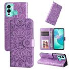 For Infinix Hot 12 Play Embossed Sunflower Leather Phone Case(Purple) - 1