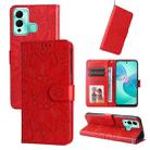 For Infinix Hot 12 Play Embossed Sunflower Leather Phone Case(Red) - 1