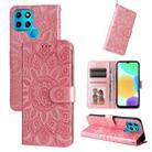 For Infinix Smart 6 Embossed Sunflower Leather Phone Case(Pink) - 1