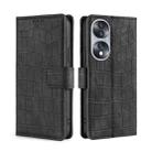 For Honor 70 Skin Feel Crocodile Magnetic Clasp Leather Phone Case(Black) - 1