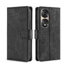 For Honor 70 Pro/70 Pro+ Skin Feel Crocodile Magnetic Clasp Leather Phone Case(Black) - 1