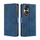 For Honor 70 Pro/70 Pro+ Skin Feel Crocodile Magnetic Clasp Leather Phone Case(Blue) - 1