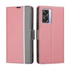 For OPPO A57 5G 2022 / Realme Q5i Twill Texture Side Button Leather Phone Case(Pink) - 1