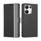 For OPPO Reno 8 Pro+ 5G Twill Texture Side Button Leather Phone Case(Black) - 1