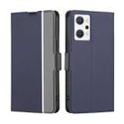 For OPPO Reno7 A JP Version Twill Texture Side Button Leather Phone Case(Blue) - 1