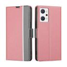 For OPPO Reno7 A JP Version Twill Texture Side Button Leather Phone Case(Pink) - 1