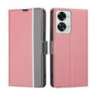 For OnePlus Nord 2T Twill Texture Side Button Leather Phone Case(Pink) - 1