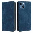 For iPhone 12 RFID Anti-theft Brush Magnetic Leather Phone Case(Blue) - 1