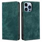 For iPhone 13 Pro RFID Anti-theft Brush Magnetic Leather Phone Case (Green) - 1