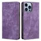 For iPhone 13 Pro Max RFID Anti-theft Brush Magnetic Leather Phone Case (Purple) - 1