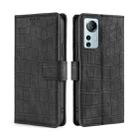 For Xiaomi 12 Lite Skin Feel Crocodile Magnetic Clasp Leather Phone Case(Black) - 1