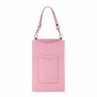 Litchi Texture Card Holder Mobile Phone Bag with Short Strap(Pink) - 1