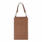 Litchi Texture Card Holder Mobile Phone Bag with Short Strap(Brown) - 1