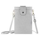 Litchi Texture Card Holder Mobile Phone Bag with Long Strap(Silver) - 1