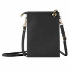 Litchi Texture Card Holder Mobile Phone Zipper Bag with Long Strap(Black) - 2