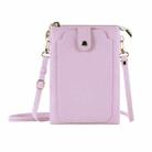 Litchi Texture Card Holder Mobile Phone Zipper Bag with Long Strap(Light Pink) - 1